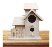 Boîte de nidification en bois non peinte, maison Woodbird 3 trous - peinture photographique Woodbird House Bird Nest Farmhouse Suhouse peut être accroché ou utilisé comme ornement. durable