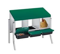 Boîte De Nidification pour Poules 3 Compartiments Acier Galvanisé, Nichoir à Œufs Collecte Automatique, Installation Murale Ou sur Pieds, Plateau Amovible pour Poulailler Extérieur