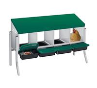 Boîte De Nidification pour Poules 4 Compartiments Acier Galvanisé, Nichoir à Œufs Collecte Automatique, Installation Murale Ou sur Pieds, Plateau Amovible pour Poulailler Extérieur