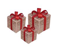 Boîte de Noël avec éclairage, 3 pièces, décoration saisonnière, éclairage de Noël LED - Pour propriétaires de maison, planificateur d'événements, appartement, bureau, maison, cheminée, entrée, fenêtre