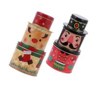 Boîte de Noël en Fer-blanc à Trois Niveaux, Ambiance Bonbons | Boîtier Scellé Résistant à L’humidité, Motifs Festifs Colorés, pour Menthes, Sucettes, Présents Réutilisables et Boutiques