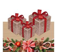 Boîte De Noël Lumineuse - 3 Pièces Décorations pour Les Fêtes - Ornements De Noël,pour Propriétaires Appartement Bureau Maison Manteau Entrée Fenêtre Affichage Salon Et Un Look Inspiré des Cadeaux, C