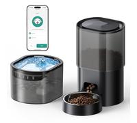 Boîte de nourriture automatique pour chat avec couvercle de fermeture de fontaine à eau, silencieuse, télécommande pour 10 repas par jour, design anti-constipation, idéal pour les chats, les chiots