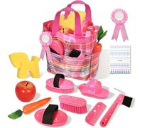 Boite de Pansage Cheval Enfants, 11 Pièces Ensemble de Jouets pour la Maison, Kit de Hobby Horse Accessoire, Kit de Pansage Cheval avec Etrille Cheval pour Cheval Jouet