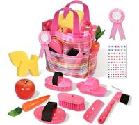 Boite de Pansage Cheval Enfants, 11 Pièces Ensemble de Jouets pour la Maison, Kit de Hobby Horse Accessoire, Kit de Pansage Cheval avec Etrille Cheval pour Cheval Jouet