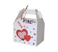 Boîte de papier kraft de coeur de thème de Valentine de 12PCS avec la poignée et l'étiquette(WHITE)