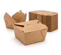 Boîte de papier Kraft To Go Containers - Biodégradable Hot and Cold Take Out Food Containers - Leak Proof Design for Lunch On the Go, Party Leftovers, and Gift Boxes, 13 x 10.6 x 6.7 cm, 50 Pack
