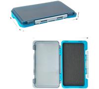 Boîte de pêche à la mouche avec insert en mousse EVA, organiseur de rangement étanche pour leurres, étui compact avec fermeture à pression latérale pour hameçons et mouches (bleu)