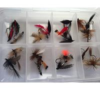 Boîte de pêche à la mouche pour truite et chevesne sans ardillon Sélection mixte 20 mouches dans un lot de 20 mouches sèches humides sans nymphe Boîte à mouches à fermeture à clip #302
