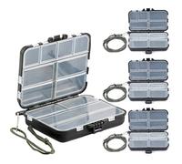 Boite de peche, Lot de 4 boite a leurre double compartiment avec corde à main et leurres réglables boîtes, accessoires de pêche pour ranger les appâts de pêche