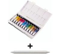Sennelier Boîte de Peinture Aquarelle en Plastique, 12 Couleur x 10ml avec Pinceau et estompe,Made in France