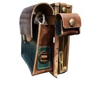 Boîte de peinture Esquisses Portable Coffret en bois de noyer noir fait main avec peinture à l'huile et sac bandoulière cuir(Double Shoulder)