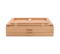 Boîte de peinture Esquisses Portable Support de peinture avec tiroirs, support en bois, à 3, rangement bureau, chevalet trois niveaux