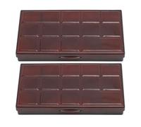 Boîte de peinture transparente 15 grilles Boîte de pigments de peinture en plastique transparent fuite de palettes aquarelles portables pour les étudiants artistes enfants 2pcs (Couleur de café)