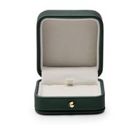 Boîte de pendentif de bague Oirlv élégante verte noirâtre en cuir de qualité supérieure - Étui de bijoux pour la demande en mariage, l'engagement, le mariage, boîte de rangement de bague nuptiale en m