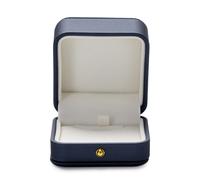 Boîte de pendentif en acier bleu métallisé Oirlv Luxe Cuir Premium Étui de bijoux pour l'engagement, le mariage, la demande en mariage, boîte de rangement de bague nuptiale avec bouton-poussoir métall