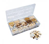 Boîte de perles en bois naturel beige TU