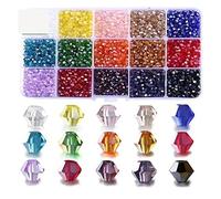 Boîte de perles en cristal bicônes 3, 4 et 6 mm, ensemble verre irrégulières à facettes multiples, kit d'espaceurs lâches 15 grilles for la fabrication bijoux bracelets faire soi-même(675pcs-03)