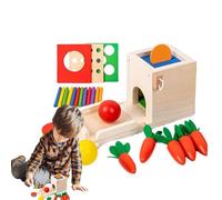 Boîte de permanence des objets, Toys de permanence des objets pour les bébés,4 en 1 Carrot Harvest Game Coin Box Board Games Board - Trieur de couleur et forme, apprentissage pédagogique Toys pour béb