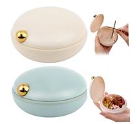 Boîte de pilule 2PCS, boîte de pilule à 4 compartiments avec couvercle magnétique, organisateur finement scellé, boîtier portable rond 3x2 pouces, rangement lavable détachable