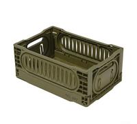 Boîte de pique-nique en polypropylène 40 x 30 x 17 cm avec poignée de rangement pliable épaisse pour l'extérieur avec panier à thé de camping pliable vert/noir/orange/organisateur de lait (taille M)