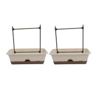 Boîte de Placement des Fenêtres, 2 Boîtes Fleur Balcon Trou Drainage Drainage Amovible Rectangulaire pour Les Herbes (White)