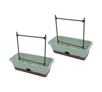 Boîte de Placement des Fenêtres, 2 Boîtes Fleur Balcon Trou Drainage Drainage Amovible Rectangulaire pour Les Herbes (Green)