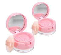Boîte de Poudre Cosmétique Rose 5G 3g Abs, Lot de 2 Sets de Sets de Miroir | Poudre et Blush, Format Voyage, Étanche, Léger, avec Houppette, Usage Quotidien