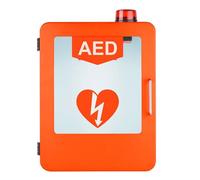 Boîte de premiers secours, Armoire de rangement for défibrillateur AED avec éclairage et système d'alarme, commande à double interrupteur et trousse de premiers secours(Orange)