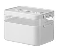 Boîte de premiers secours, boîte de rangement médicaments, rangement premiers secours à 2 niveaux avec poignée et compartiment amovible, récipient multifonctionnel pour médicaments, gadgets, co