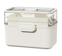 Boîte de premiers soins, boîte de rangement en médecine polyvalente pliante à trois couches avec boucle sécurité et organisateur artistique à plateau amovible, approvisionnement en art, couture