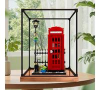 Boîte de présentation de figurines en acrylique pour LE-GO pour 21347 Telephonne Bo-oth Boîte de rangement en acrylique anti-poussière transparente (sans modèle) (bois)