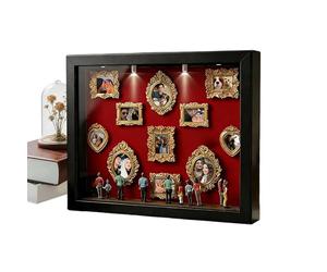 Boîte de présentation de musée miniature - Cadre DIY de 31,4 cm, boîtier d' en bois, vitrine de mémoire à lumière chaude, décoration artisanale en résine, kit de support photo créatif, affichage