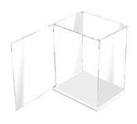 Boîte de présentation empilable en acrylique transparent avec base blanche, pour chambre à coucher, bureau, bureau, 45 x 20 x 45 cm, solution de rangement polyvalente, design prêt à offrir