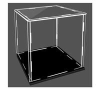 Boîte de présentation en Acrylique, Grande vitrine empilable Transparente en Acrylique pour maquettes de Voitures et Casques - Boîte de Protection Anti-poussière, 35 x 35 x 60 cm, Base Noire