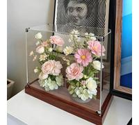 Boîte de présentation en Acrylique, Grande vitrine en Acrylique avec Base épaisse et Coins métalliques - Boîte en Plastique Anti-poussière pour Souvenirs, Objets de Collection et présentoir