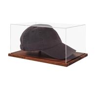 Boîte de présentation en acrylique pour casquette de baseball - Étui | 20 x 30 x 15 cm | Acrylique transparent et base en bois massif | Boîte de rangement anti-poussière avec façonneur intégré