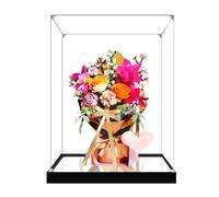 Boîte de présentation en acrylique pour Lego 10342 - Or rose - Modèle floral - Transparent - Anti-poussière - Compatible avec le modèle Lego 10342 (modèle non inclus) (Base miroir 2 mm)