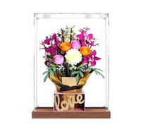 Boîte de présentation en acrylique pour Lego 10342 - Or rose - Modèle floral - Transparent - Anti-poussière - Compatible avec le modèle Lego 10342 (modèle non inclus) (base marron 2 mm)