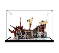 Boîte de présentation en acrylique pour Lego 21363 The Goonies Pirate Ship - Boîte de présentation transparente anti-poussière - Compatible avec le modèle Lego 21363 (modèle non inclus) (Base miroir 2