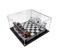 Boîte de présentation en acrylique pour Lego 40174 modèle d'échecs, boîte de présentation transparente anti-poussière compatible avec le modèle Lego 40174 (modèle non inclus) (base noire 2 mm)