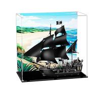 Boîte de présentation en acrylique pour Lego 4184 modèle de bateau pirate noir nacré, boîte de présentation transparente anti-poussière compatible avec le modèle Lego 4184 (modèle non inclus) (fond B)