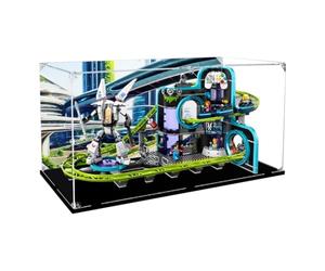 Boîte de présentation en acrylique pour Lego 60421 - Modèle de parc d'attractions - Transparent - Anti-poussière - Compatible avec kit de construction Lego 60421 (modèle non inclus) (base noire)