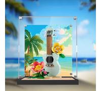 Boîte de présentation en acrylique pour modèle de ukulélé Lego 31156 - Transparent - Anti-poussière - Compatible avec kit de construction Lego 31156 (modèle non inclus) (fonds 3 mm)
