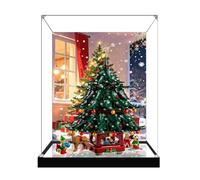 Boîte de présentation en acrylique pour modèle Lego 41843 Famille Sapin de Noël, boîte de présentation transparente anti-poussière compatible avec le modèle Lego 41843 (modèle non inclus) (Base miroir