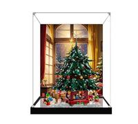 Boîte de présentation en acrylique pour modèle Lego 41843 Famille Sapin de Noël, boîte de présentation transparente anti-poussière compatible avec le modèle Lego 41843 (modèle non inclus) (Base miroir