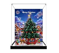 Boîte de présentation en acrylique pour modèle Lego 41843 Famille Sapin de Noël, boîte de présentation transparente anti-poussière compatible avec le modèle Lego 41843 (modèle non inclus) (Base miroir