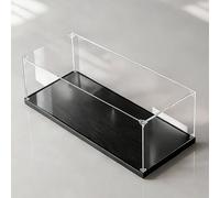 Boîte de présentation en acrylique, Présentoir en acrylique avec base noyer et noir for objets de collection empilables plusieurs tailles(Black Base,45x45x45cm)