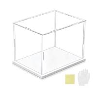 Boîte de présentation en acrylique, Présentoir en acrylique for objets de collection, base blanche et noire, plusieurs tailles(White Base,10x10x30cm)