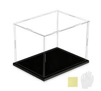 Boîte de présentation en acrylique, Présentoir en acrylique for objets de collection, base blanche et noire, plusieurs tailles(Black Base,10x10x15cm)